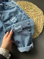 دورس ترکیبی جین و شلوار مام زاپدار