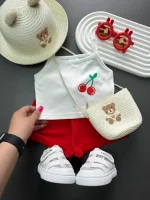تاپ و شورتک گیلاس دخترانه بچگانه نمای روبرو