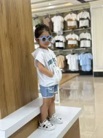 تاپ کلاهدار BROOKLYN و شلوارک زاپدار پایین ریش